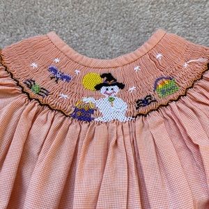 Girls Halloween Smocked Longall